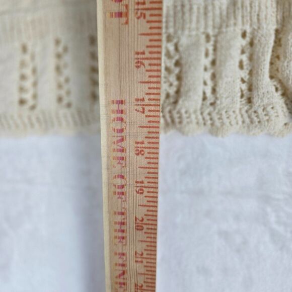 Madewell Scalloped-Trim Open Knit Sweater Tee XXS Sand Cotton Blend Boho - Picture 9 of 11